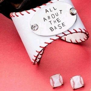 Plunder baseball cuff and earrings set